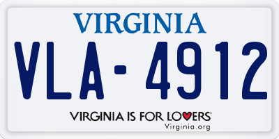 VA license plate VLA4912