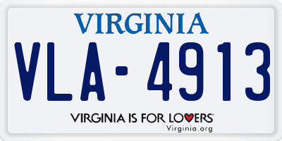 VA license plate VLA4913