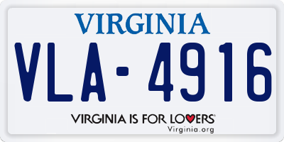 VA license plate VLA4916