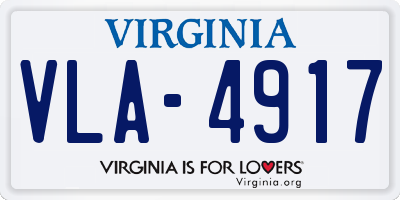VA license plate VLA4917