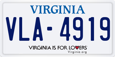 VA license plate VLA4919