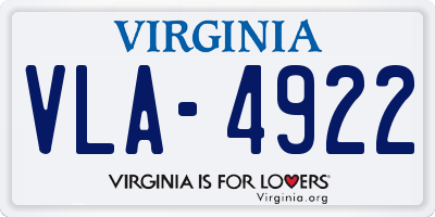 VA license plate VLA4922