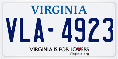 VA license plate VLA4923
