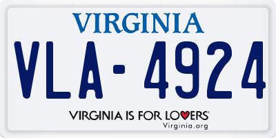 VA license plate VLA4924