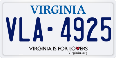 VA license plate VLA4925
