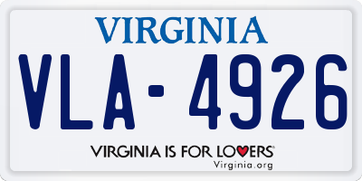VA license plate VLA4926