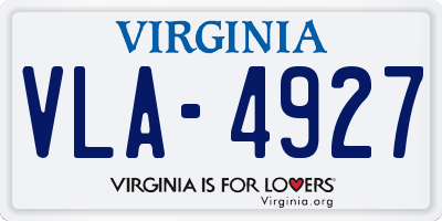 VA license plate VLA4927