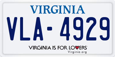 VA license plate VLA4929