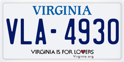 VA license plate VLA4930