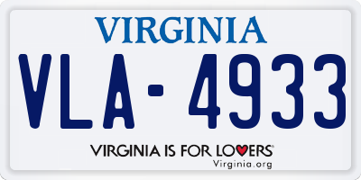 VA license plate VLA4933