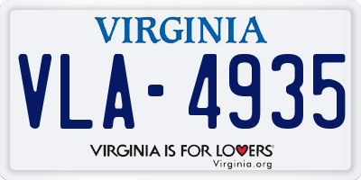 VA license plate VLA4935