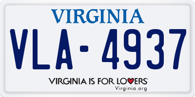 VA license plate VLA4937