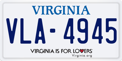 VA license plate VLA4945