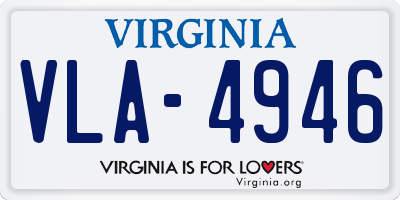 VA license plate VLA4946
