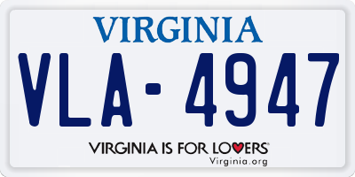 VA license plate VLA4947