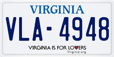 VA license plate VLA4948