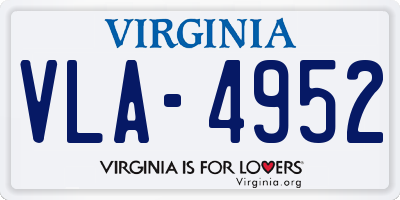 VA license plate VLA4952