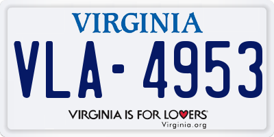 VA license plate VLA4953