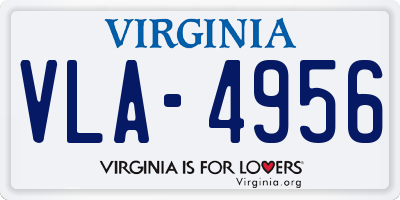 VA license plate VLA4956