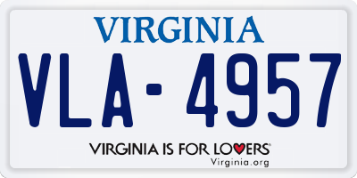 VA license plate VLA4957