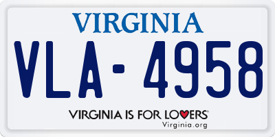 VA license plate VLA4958