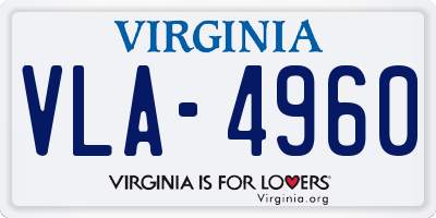 VA license plate VLA4960