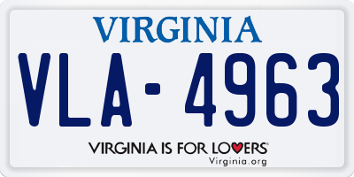VA license plate VLA4963