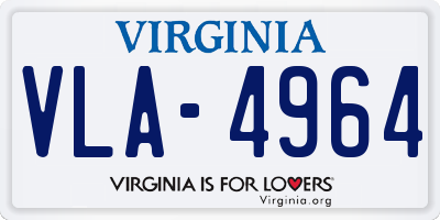 VA license plate VLA4964