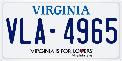 VA license plate VLA4965