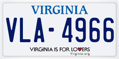 VA license plate VLA4966
