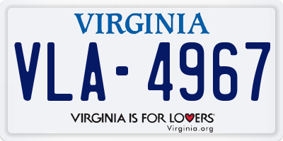 VA license plate VLA4967