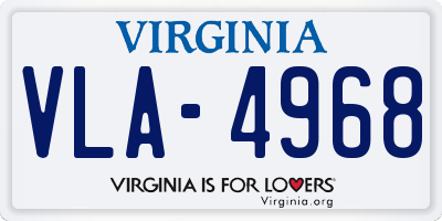 VA license plate VLA4968