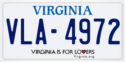 VA license plate VLA4972