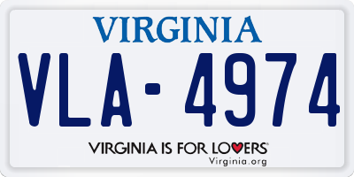 VA license plate VLA4974