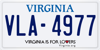 VA license plate VLA4977