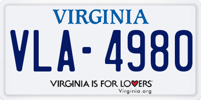 VA license plate VLA4980