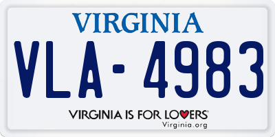 VA license plate VLA4983