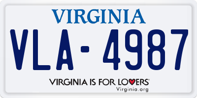 VA license plate VLA4987