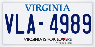 VA license plate VLA4989