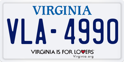 VA license plate VLA4990