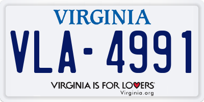 VA license plate VLA4991