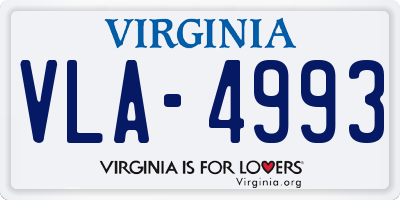 VA license plate VLA4993