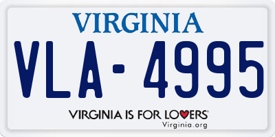 VA license plate VLA4995