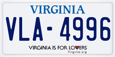 VA license plate VLA4996