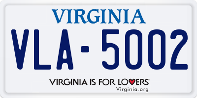 VA license plate VLA5002