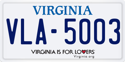 VA license plate VLA5003