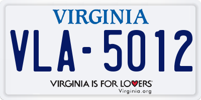 VA license plate VLA5012