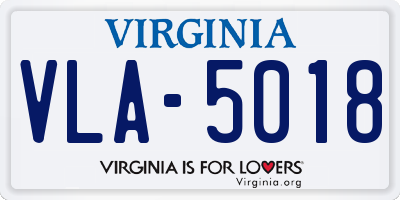 VA license plate VLA5018