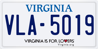 VA license plate VLA5019