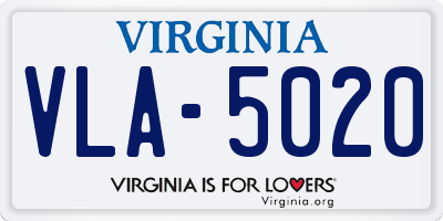 VA license plate VLA5020